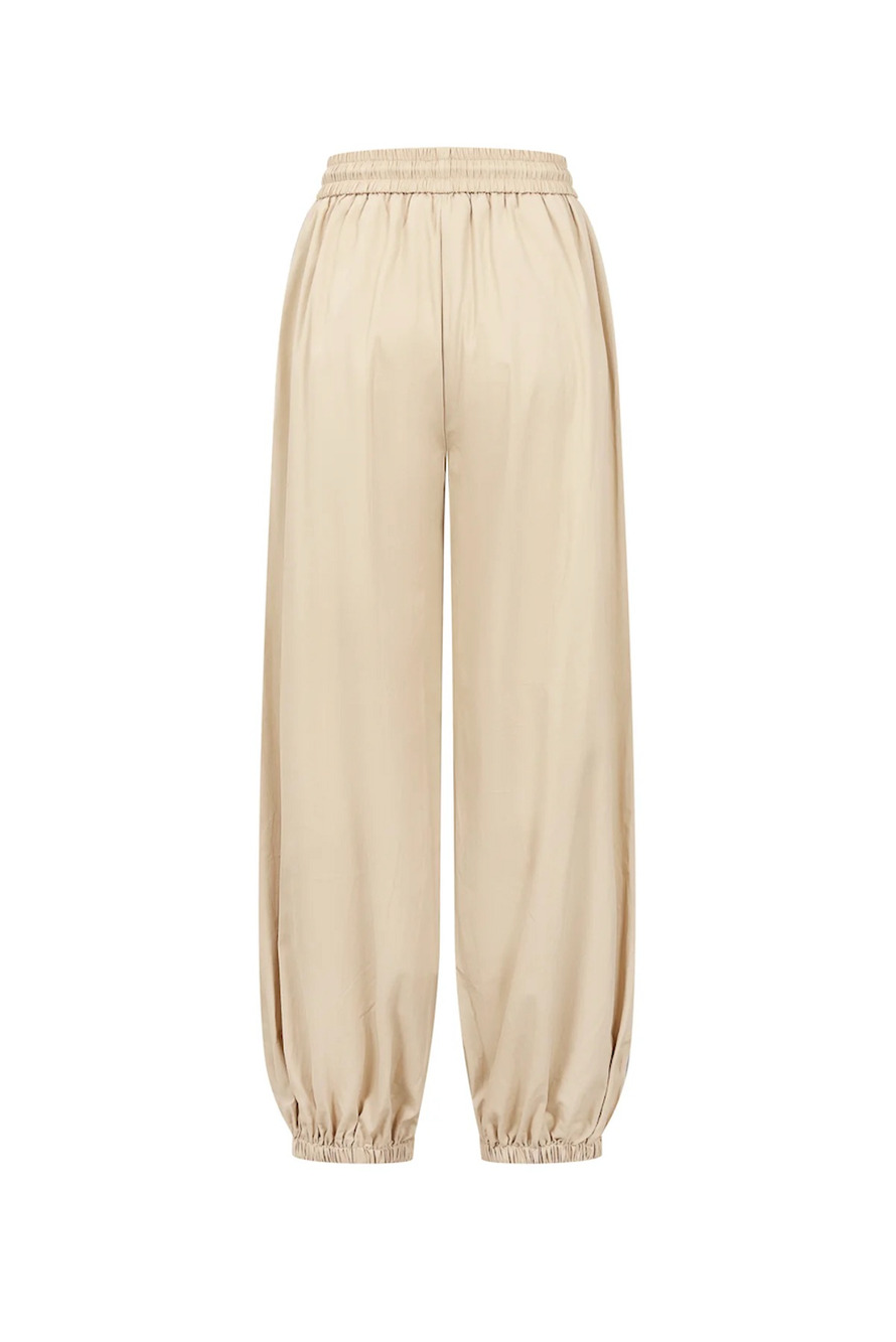 RIVIR Jogger Pants Womens Large Beige Cotton Lined Elastic Waist Drawstring